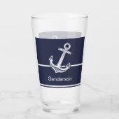 Custom Nautic Anchor Ocean Navy Blue Glas (Rückseite)