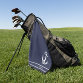 Custom Nautic Anchor Ocean Navy Blue Golfhandtuch (Gras)