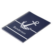 Custom Nautic Anchor Ocean Navy Blue Notizblock (Linke Seite)