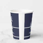 Custom Nautic Anchor Ocean Navy Blue Pappbecher (Rechts)