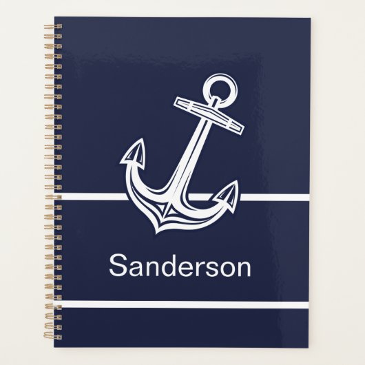 Custom Nautic Anchor Ocean Navy Blue Planer (Vorderseite)