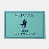 Custom Nautic Aquamarin Navy Blue Mermaid Doormat Fußmatte (Vorderseite)