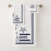 Custom Nautic Bad Ocean Navy Blau Weiß Badhandtuch Set (Insitu)