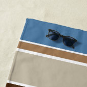 Custom Nautic Blue Dark Brown Red White Stripes Strandtuch (Beispiel)