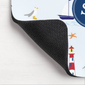 Custom Nautic Blue Red White Summer Mousepad (Ecke)