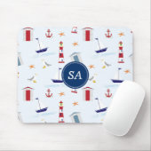 Custom Nautic Blue Red White Summer Mousepad (Mit Mouse)
