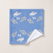 Custom Nautic Blue Seashell Beach House Badhandtuch Set (Waschlappen)