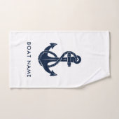 Custom Nautic Boat Name Navy Blue Anchor Handtuch (Handtuch)