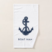 Custom Nautic Boat Name Navy Blue Anchor Handtuch (Handtuch)