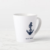 Custom Nautic Boat Name Navy Blue Anchor Milchtasse (Rechte Ecke)