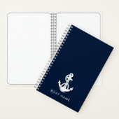 Custom Nautic Boat Name Navy Blue Anchor Notizblock (Innen)
