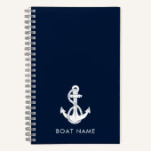 Custom Nautic Boat Name Navy Blue Anchor Notizblock (Vorderseite)
