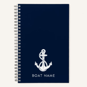 Custom Nautic Boat Name Navy Blue Anchor Notizblock
