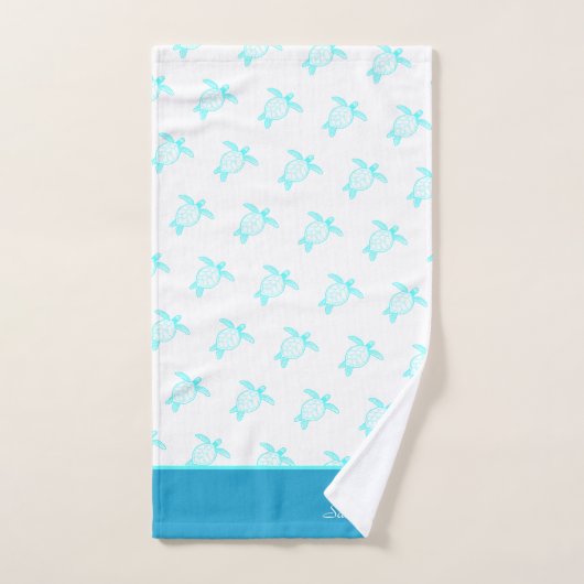 Custom Nautic Coastal Sea Schildkröte Blau Aquamar Badhandtuch Set (Handtuch)