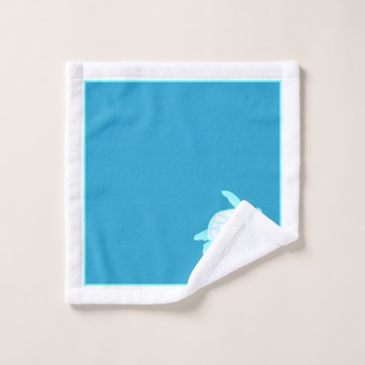 Custom Nautic Coastal Sea Schildkröte Blau Aquamar Badhandtuch Set (Waschlappen)