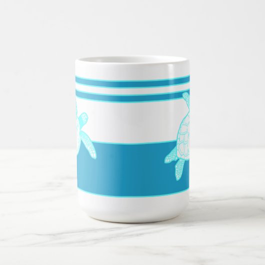 Custom Nautic Coastal Sea Schildkröte Blau Aquamar Kaffeetasse (Mittel)