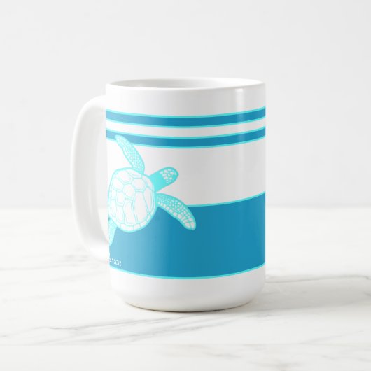 Custom Nautic Coastal Sea Schildkröte Blau Aquamar Kaffeetasse (Vorderseite Links)