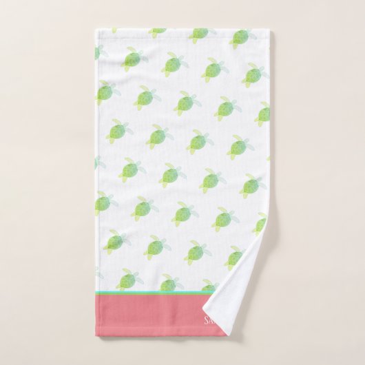 Custom Nautic Coastal Sea Schildkröte Weiße Korall Badhandtuch Set (Handtuch)