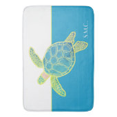 Custom Nautic Coastal Sea Turtle Aquamarin Blue Badematte (Vorderseite Vertikal)
