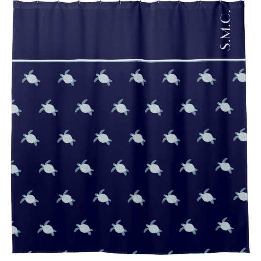 Custom Nautic Coastal Sea Turtle Blue Duschvorhang (Vorderseite)