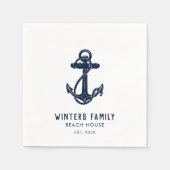 Custom Nautic Family Boat Trip Navy Blue Anchor Serviette (Vorderseite)