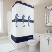 Custom Nautic Seepferd Navy Blue Ocean Beach Duschvorhang (Beispiel)