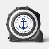 Custom Nautic White Navy Blue Anchor Beach House Maßband (Vorderseite)