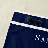 Custom Nautic White Navy Blue Starfish Beach T Strandtuch (Beispiel)