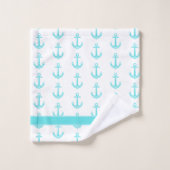 Custom Nautical Anchor Aquamarin Bad Blue Aqua Badhandtuch Set (Waschlappen)