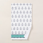 Custom Nautical Anchor Bad Aquamarin White Blue Badhandtuch Set (Handtuch)