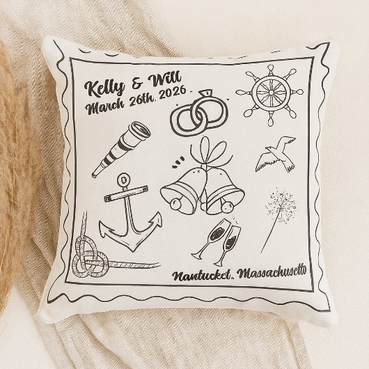 Custom Nautical Beach Wedding – Personalized Kissen