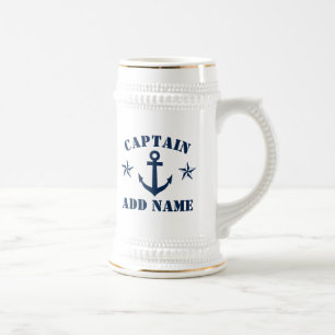 Custom nautical bier stein Geschenk für Bootsführe Bierglas