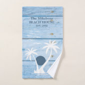 Custom Nautical Blue Wood Beach House Badhandtuch Set (Handtuch)