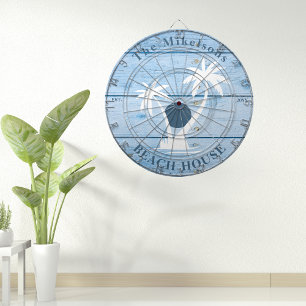 Custom Nautical Blue Wood Beach House Dartscheibe