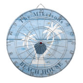 Custom Nautical Blue Wood Beach House Dartscheibe (vorne)
