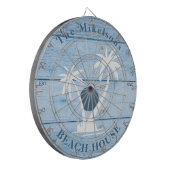 Custom Nautical Blue Wood Beach House Dartscheibe (Vorderseite Links)