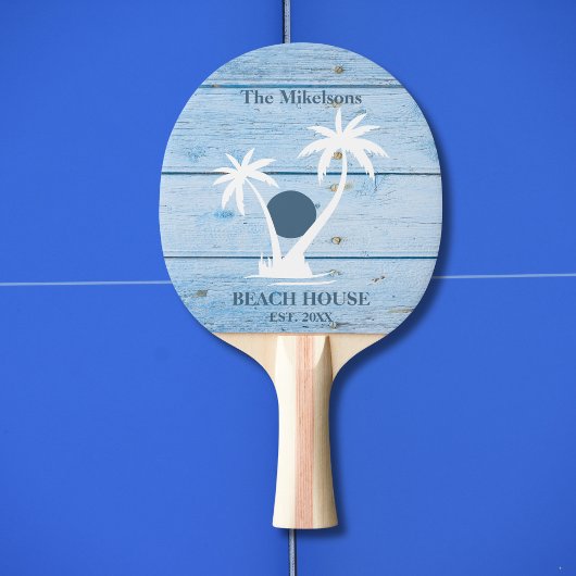 Custom Nautical Blue Wood Beach House Tischtennis Schläger