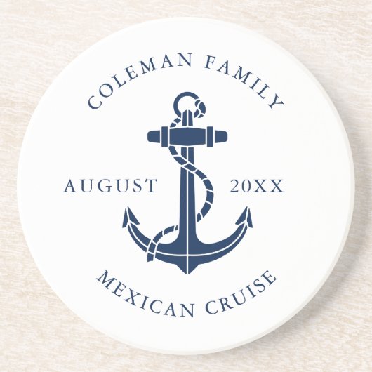 Custom Nautical Boat Navy Blue Anchor  Getränkeuntersetzer (Vorne)
