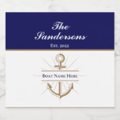 Custom Nautical Boat Party Bold Blue Anchor Name Bierflaschenetikett (Einzelnes Label)