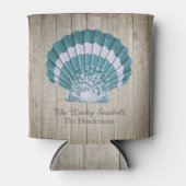 Custom Nautical Coastal Blue Seashell Monogram Dosenkühler (Vorderseite)
