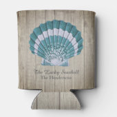 Custom Nautical Coastal Blue Seashell Monogram Dosenkühler (Rückseite)