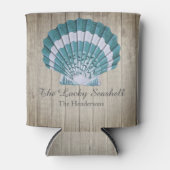 Custom Nautical Coastal Blue Seashell Monogram Dosenkühler (Vorderseite)
