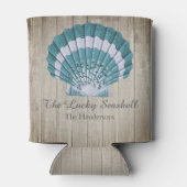 Custom Nautical Coastal Blue Seashell Monogram Dosenkühler (Rückseite)