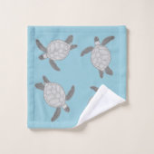 Custom Nautical Coastal Gray Sea Turtle Dusty Blue Badhandtuch Set (Waschlappen)