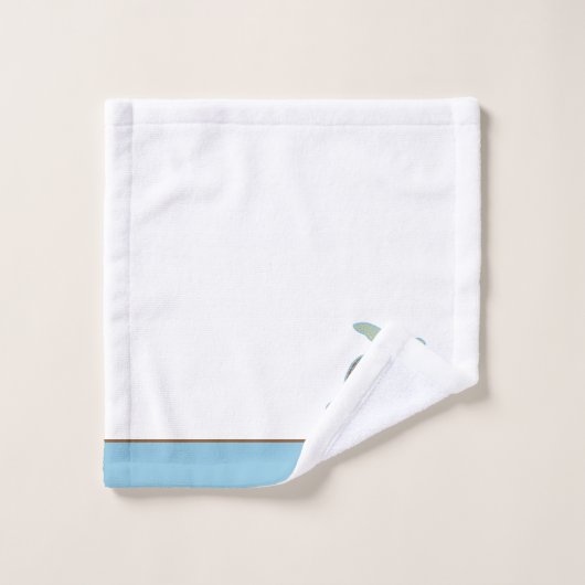 Custom Nautical Coastal Sea Turtle Blue and Grau Badhandtuch Set (Waschlappen)