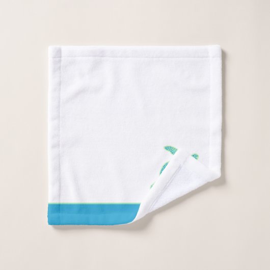 Custom Nautical Coastal Sea Turtle Blue and Grau Badhandtuch Set (Waschlappen)