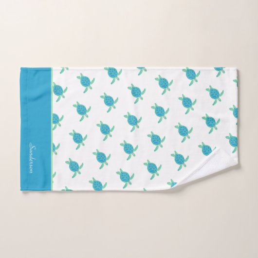 Custom Nautical Coastal Sea Turtle Blue and Grau Badhandtuch Set (Handtuch)