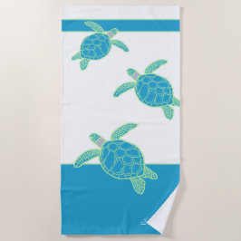 Custom Nautical Coastal Sea Turtle Blue and Grau Strandtuch