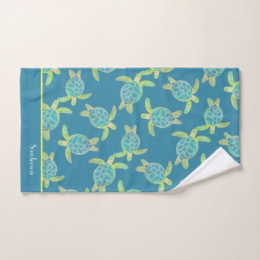Custom Nautical CoastSea Turtle Türkis Blue Badhandtuch Set (Handtuch)