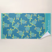 Custom Nautical CoastSea Turtle Türkis Blue Strandtuch (Vorderseite)